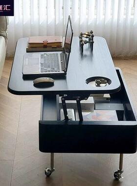 可升移动现代简约古风降茶木桌客厅轻奢小桌子几家用功多能小RIZ