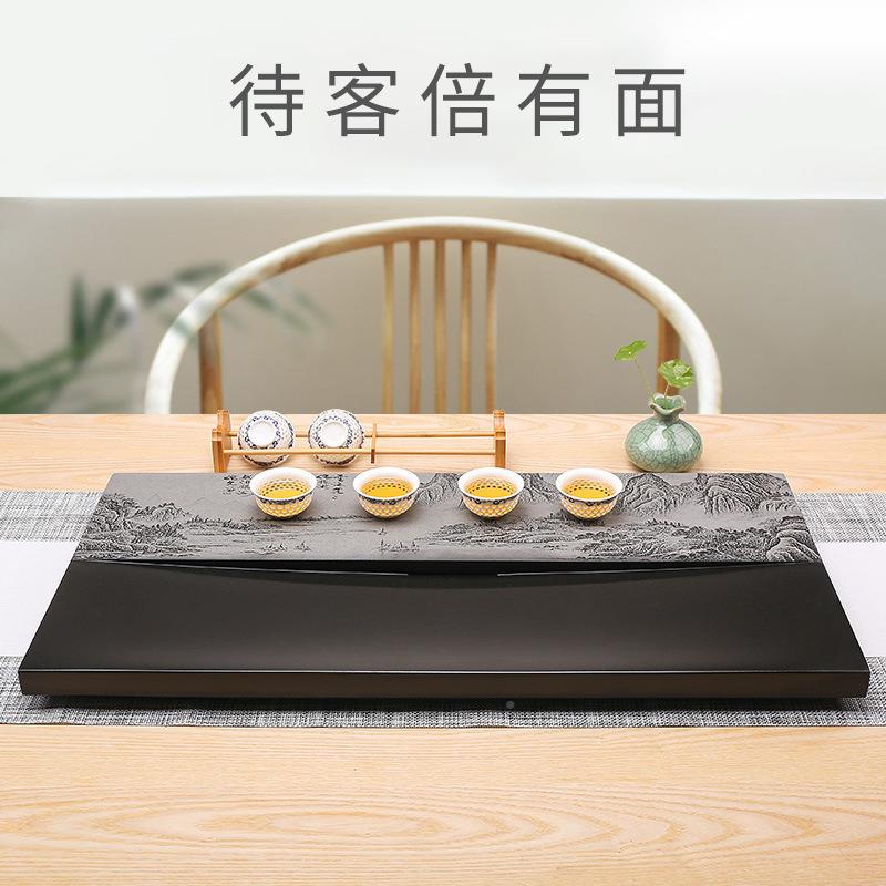 然天金茶乌盘石中国风山水画