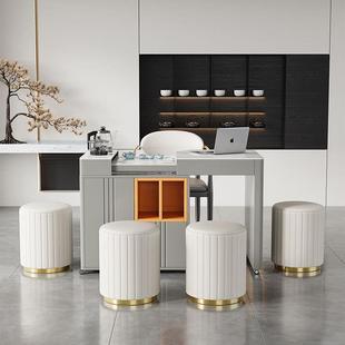 阳台简小茶桌椅移组合轻奢岩板动茶台约小车小型茶桌茶家用OMS小