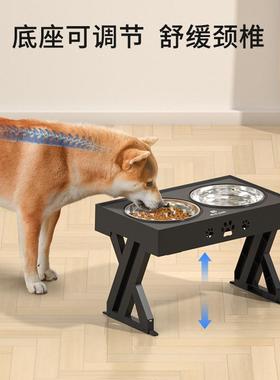 盆宠物碗狗碗盆宠合物喂食器食不升锈钢AVZ碗双碗降桌狗碗防打翻