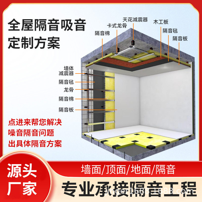 天花板吊顶墙面隔音超强施工方案