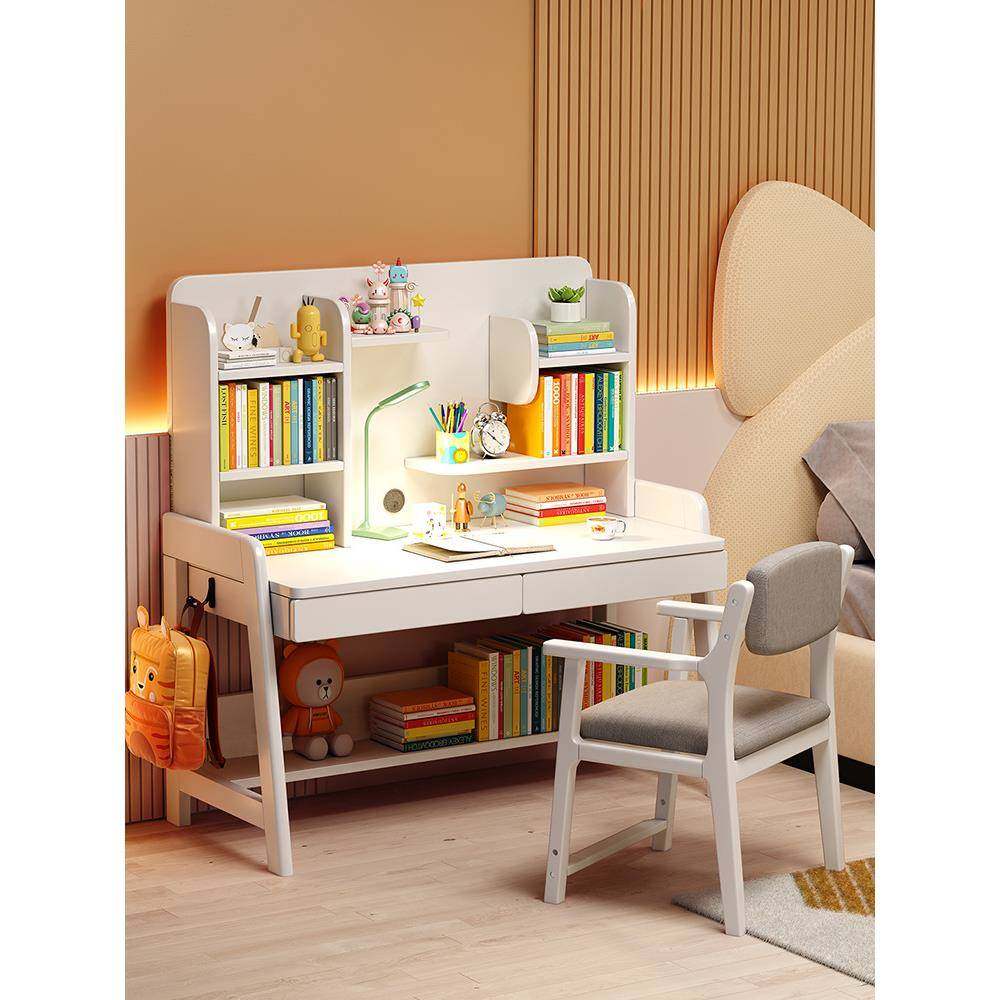 爱果乐童学习桌实咨询客服木孩小学生学习桌桌书家用女写字儿桌卧