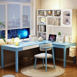 实拐木转角电脑生桌台式 家用卧室角写L型书桌书架浩升K779一体初