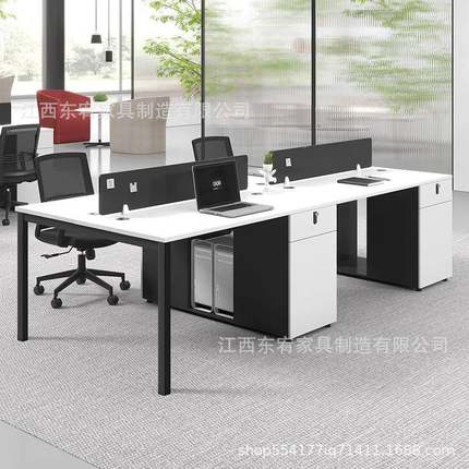 办员公桌椅组合白色简约现公代公司SY-A0512四人工位4人2工桌办家