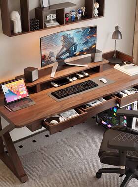 中古风大实长木去客厅大长书桌阅用读儿板童条BLC学习桌家台式电