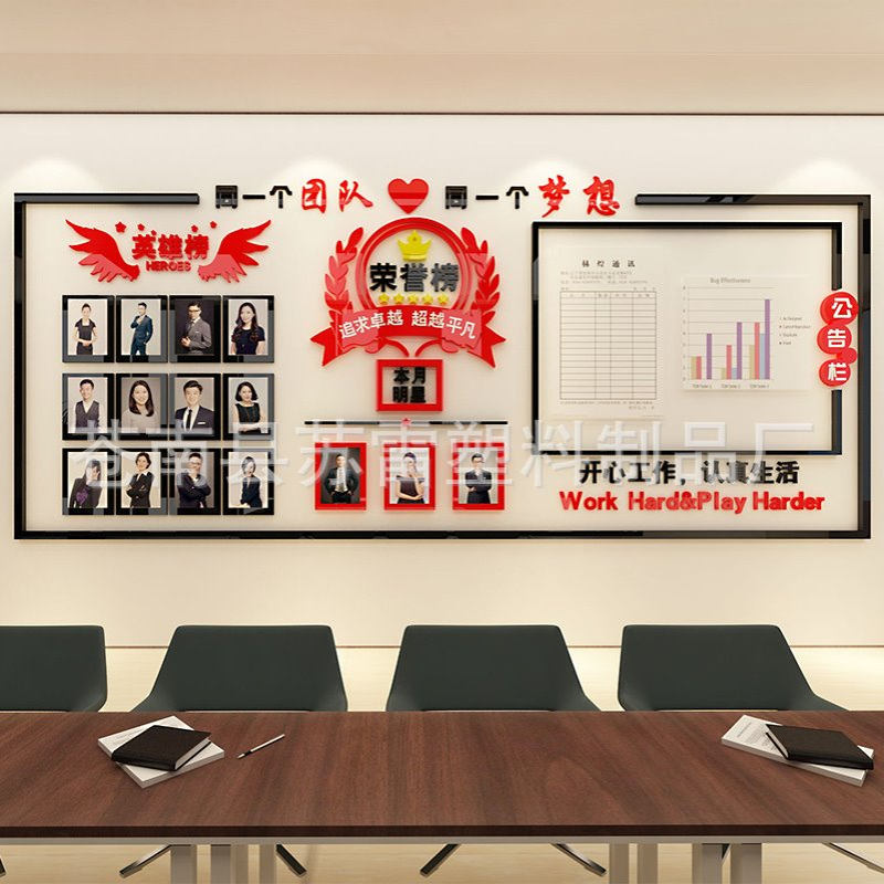 办公室装饰励志照片墙公司公告栏墙贴企业文化员工风采团队光荣榜