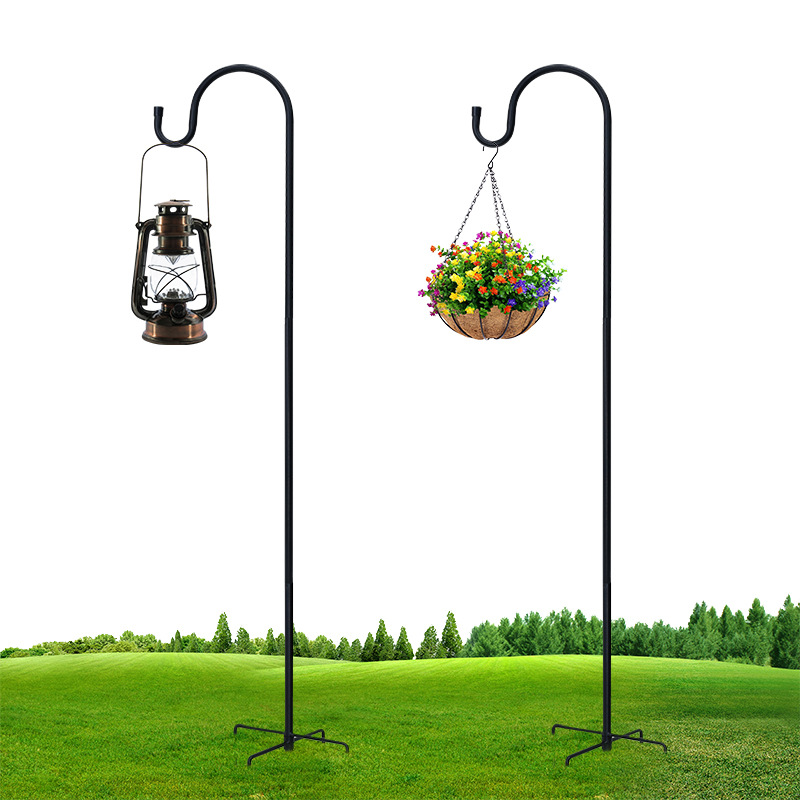 牧羊钩户外喂鸟器花园植物灯笼挂钩庭院装饰婚庆吊篮铁艺插地花架