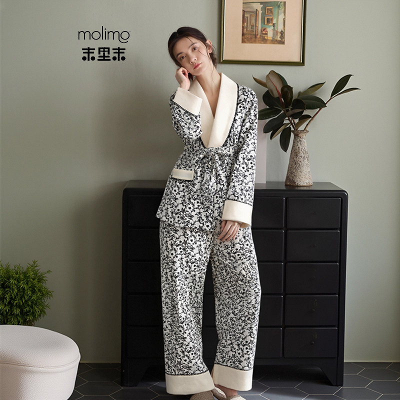 末里末【半梦花屿】海岛绒长袖长裤保暖睡衣秋冬可外穿高级感睡袍