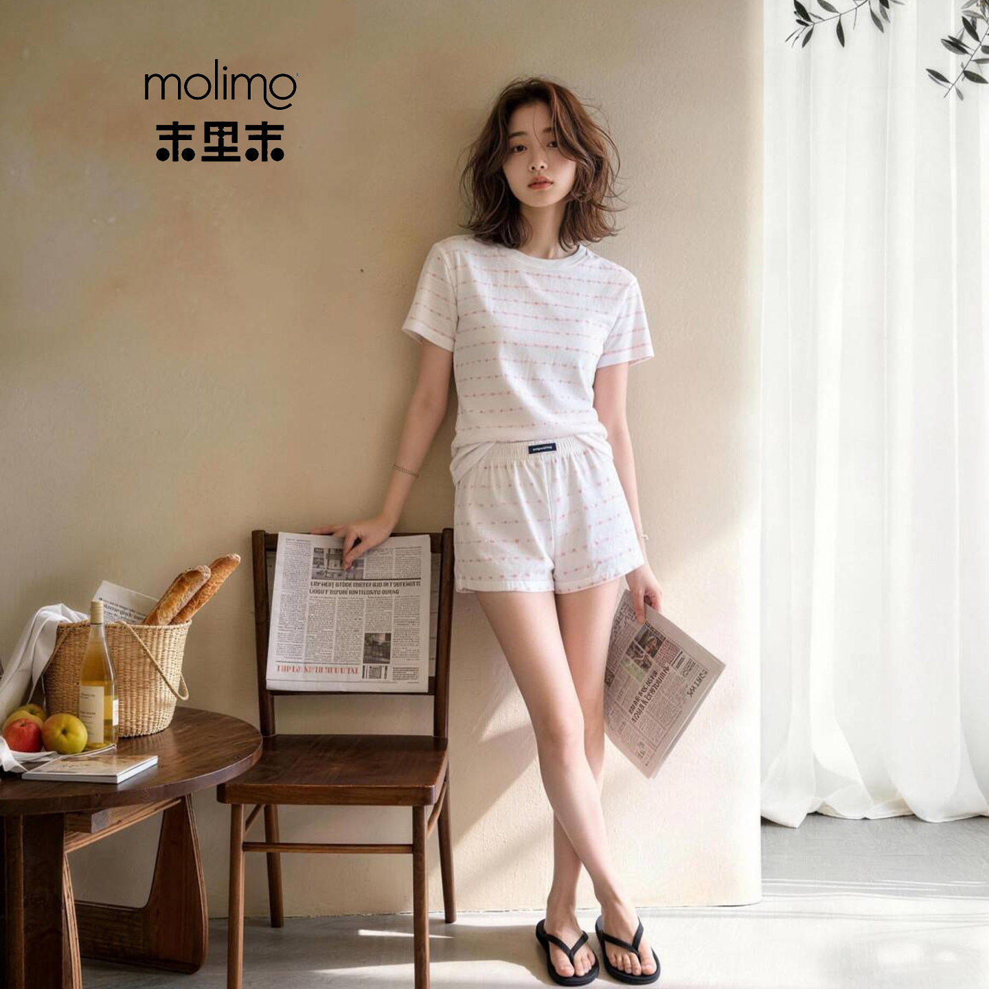 末里末夏季短袖甜美睡衣睡衣女款图片