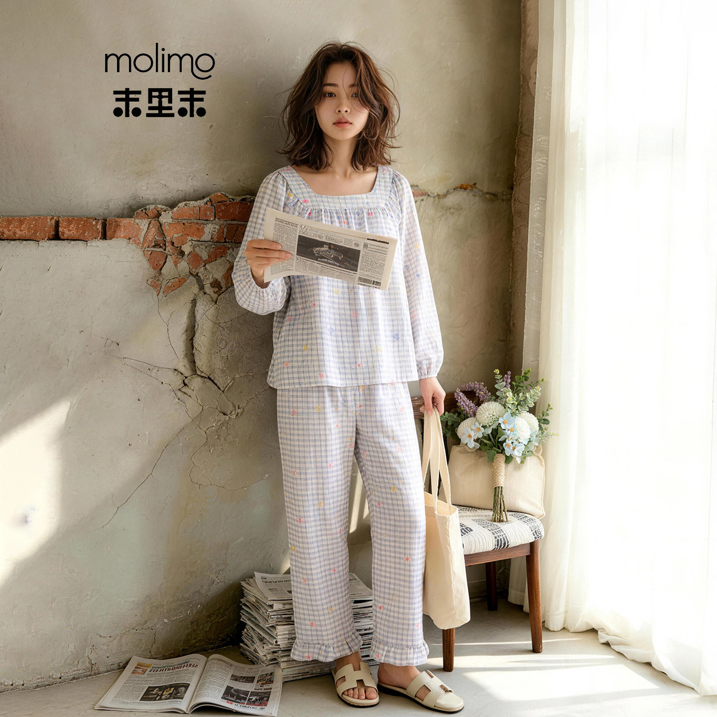 睡衣女款秋季莱赛尔梭织棉家居服图片