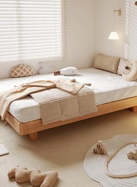 LAS悬浮床全实木床无床头童排骨儿米床红橡木单人床1.8双人架榻榻