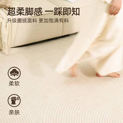 地毯2025客新款奶油风免洗可垫擦沙发地茶几毯FEM4FM16家用轻厅奢