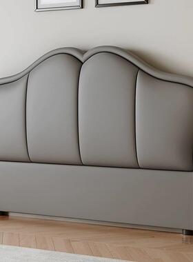 床软包简20256新款奶法式头轻奢一体落地约猫爪皮油风双人床头