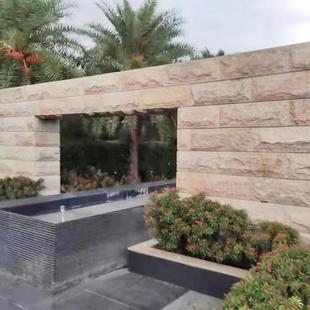 庭院墙面花543色岩蘑菇石岗灰路沿石公园道路工程用路材园林地石