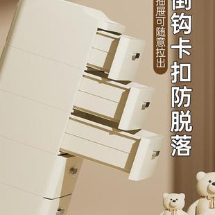 床塑头柜简约代小型现奶油风料卧室收纳柜床边985易简置物架五斗