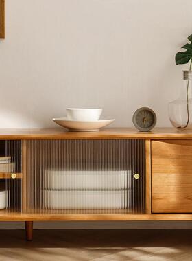 日实木简约式视听柜33523酒店收纳靠墙储物用卧室柜樱桃木玻璃电