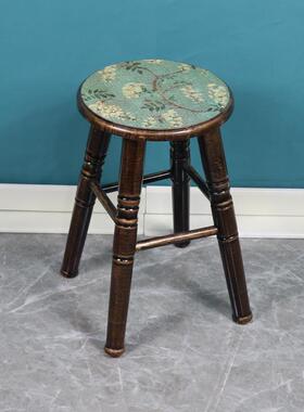 A022045L46L美式1乡村餐4椅凳子欧式实高木圆凳多款可选6cm餐桌凳