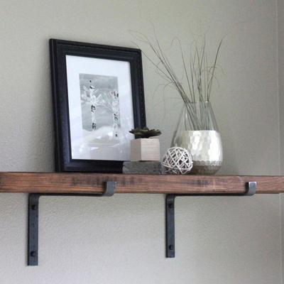 美式水壁挂架l隔oft工业风木板实墙上置物架复古铁艺收纳yj-20200