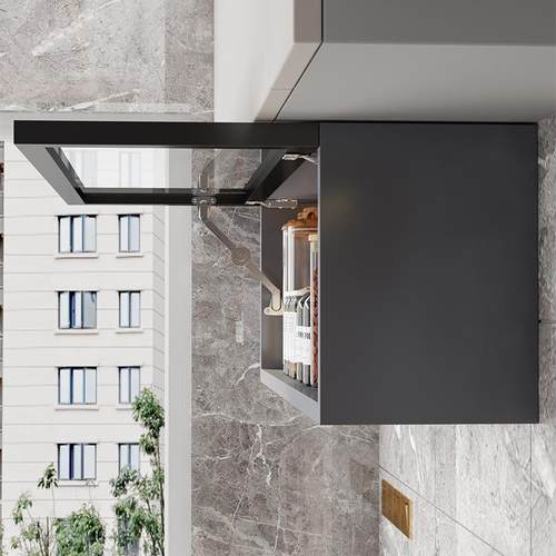 厨房吊下置架厨房上柜物玻璃门柜小吊柜壁挂337置翻物柜铝合金调