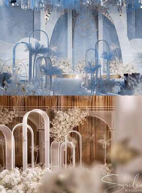 婚庆道具ZVT新款2风25装饰铁艺众拱星月中式路引屏拱门摆件场景0