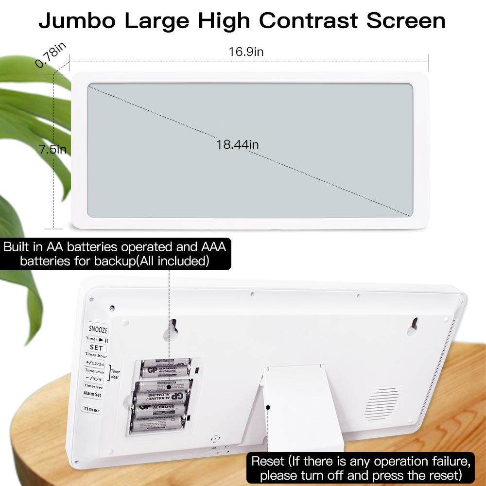 339大屏幕万历电子钟学生宿舍客房静音闹钟LCD0音座乐年2021钟挂