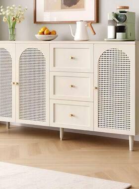 藤编餐边代简约储柜物柜家用VCY餐厅客现厅茶水柜新中收式厨房纳