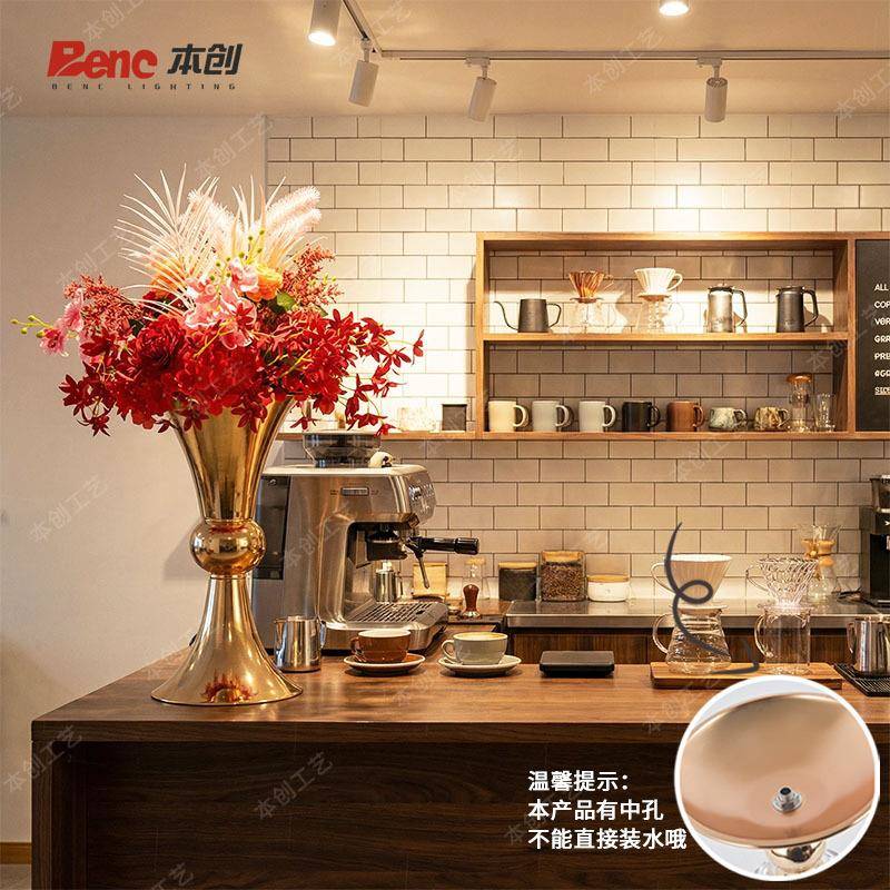 婚庆欧式花瓶置架UHG子装饰品花婚礼场桌景面布插架摆件金色花器