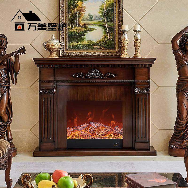 1.2米简约客法实木壁炉装饰仿柜家用式厅真火焰取暖电495子壁炉室