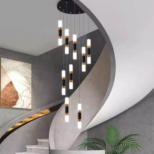 1979跨境楼梯长吊灯现简轻奢约旋转复式楼代厅别墅客厅餐跃层挑高