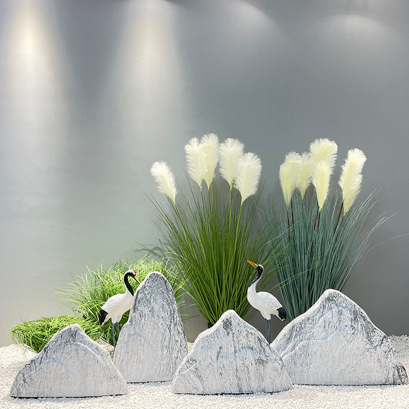 天然雪浪石迎客松玻璃钢造景