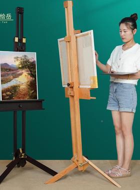油实多功能画架木榉复木折叠美术生专740用落地油画画架古式画室