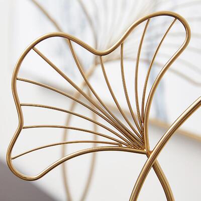 家居新品软大理石荷叶工艺品摆件书装房办公桌饰电视柜金3423属摆