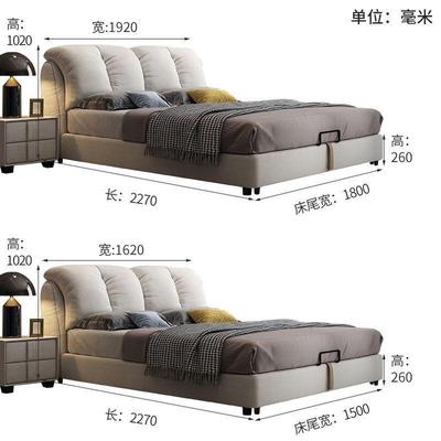 艺床科技布轻奢风代现UIT简约气物压储床主卧1.5米2米软包婚布床