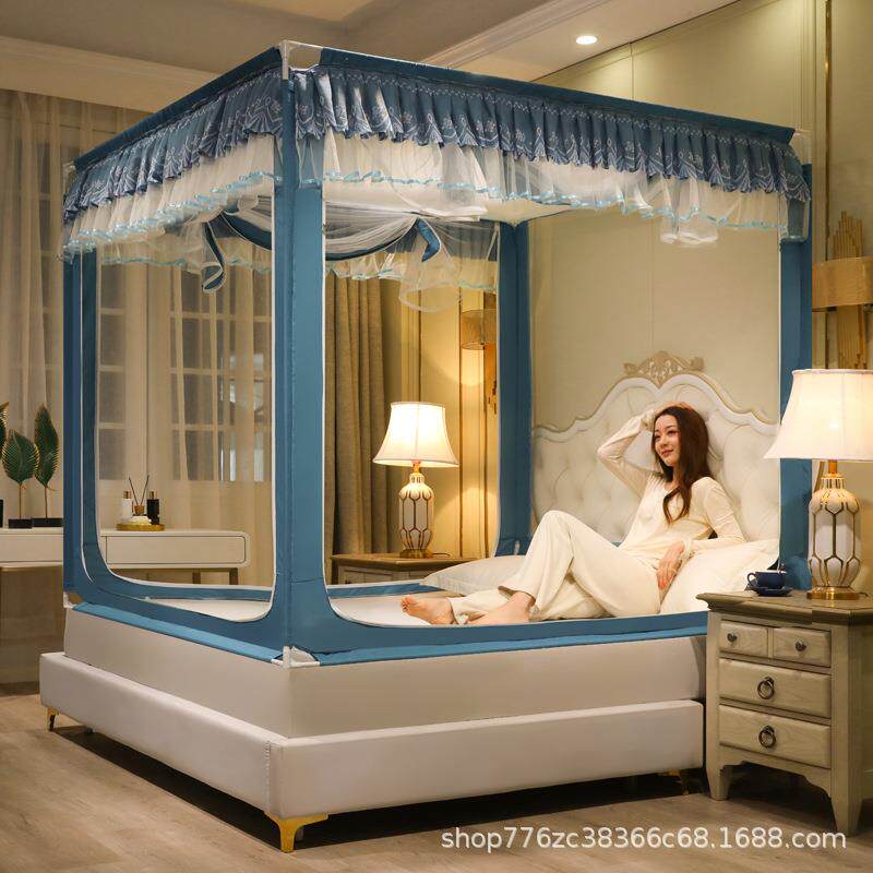 婴儿防帐摔蚊家用全底三开门防掉坐床拉加链9980蚊帐加粗厚烤漆床