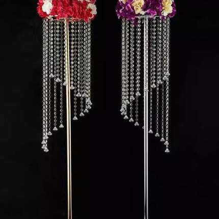 庆道婚具亚F9888HM7克力帘礼花架婚餐桌派珠对烛台装饰道具摆件橱