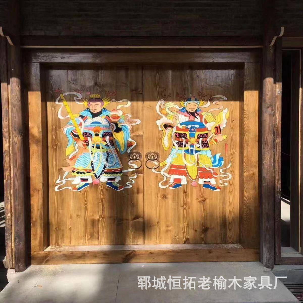 老榆木大别墅880进户推拉门四合院双开进门户门榆木门实大木门