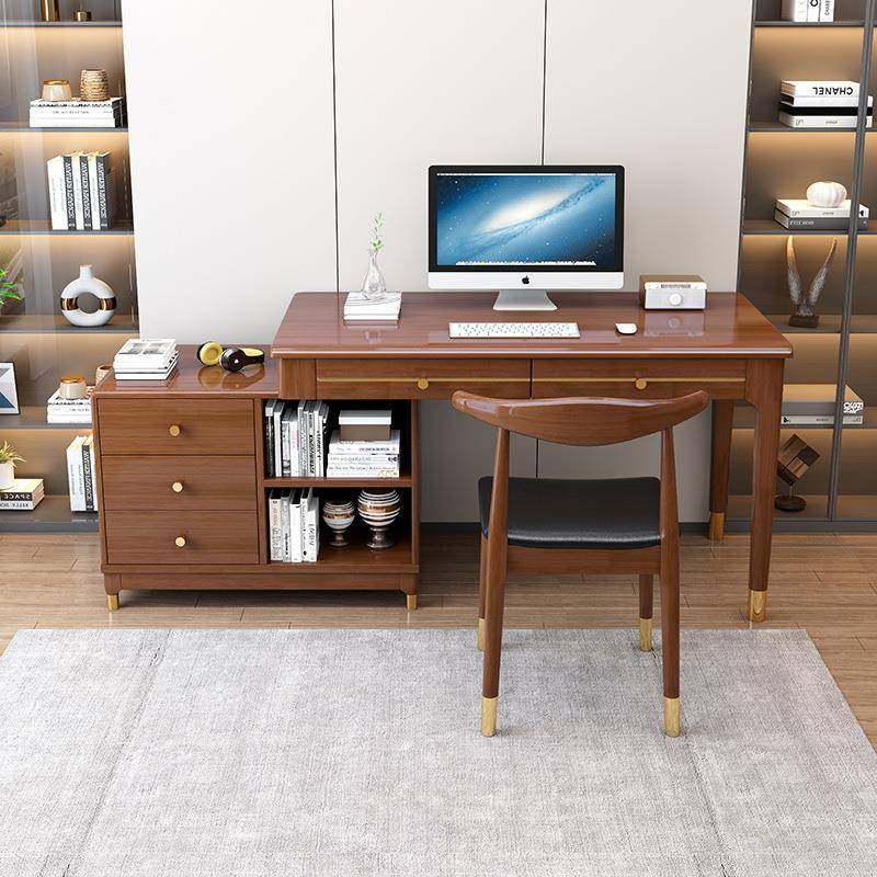 机箱一体台式电脑伸桌轻奢275可缩实木书办简约现桌代家用转角公