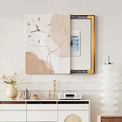 奶油电表箱装饰画带EDY钟表2025新款款配电挡箱电竖闸箱挂画遮风