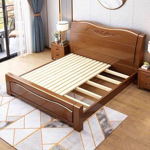 中式全实木床主卧双人床1米8橡木大床经济型1.5米简约储物木头床