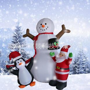 新款亚逊马7FT诞节充气雪脱人帽老人和企鹅气模圣庭院NWE场地布置