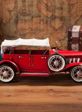 复怀旧老式铁艺古19382283伯年杜书森格老爷车汽车模型摆件橱窗柜