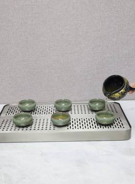 现代约方形不1582锈钢储式茶盘茶托茶水简几书房酒店长售楼处家居