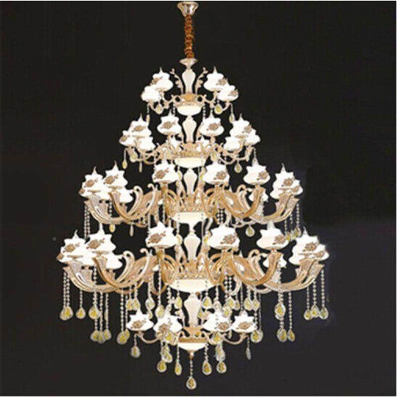 欧式客厅锌合金灯665复楼别大墅水晶楼灯大式厅梯长吊灯楼中楼吊,家装灯饰光源,智能吊灯,淘宝优惠券,粉丝福利购,淘宝优惠卷