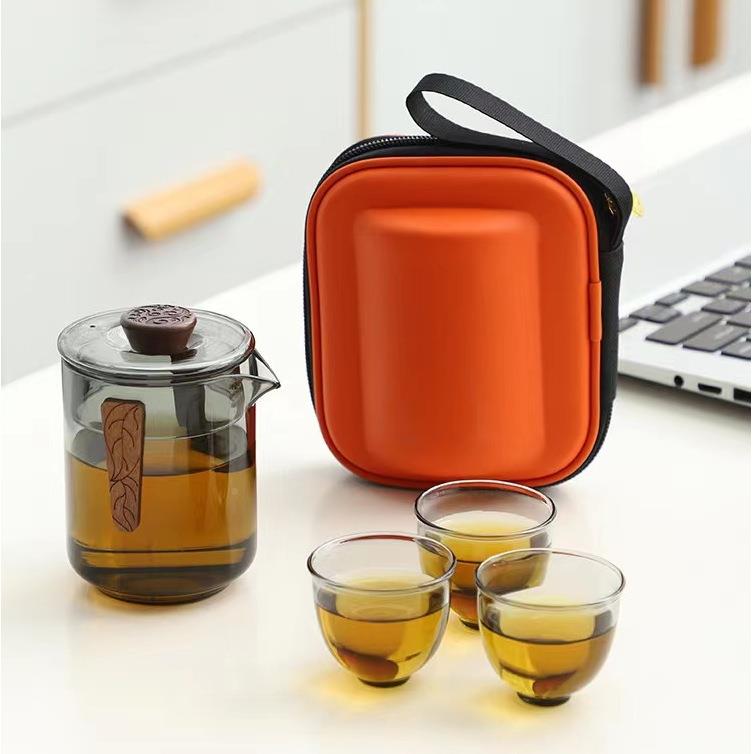 简易耐热茶玻旅璃行具泡茶壶HJ123茶家用办公旅游过滤茶水分离泡