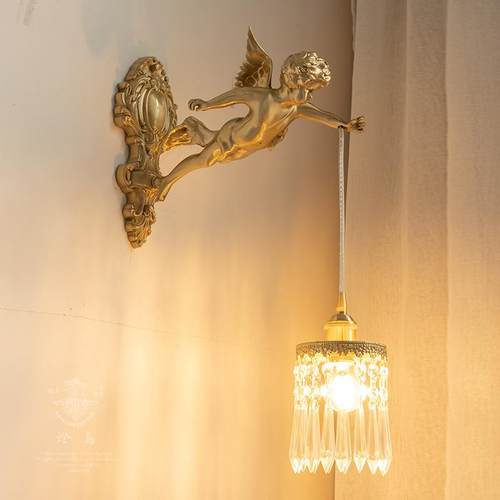 复古法式全铜天使吊灯时Vinag100012中古风格t美式e尚床头餐厅水