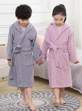 纯儿棉加长帽童毛巾料AL102255秋冬吸水士连女亲子睡袍酒店浴袍加