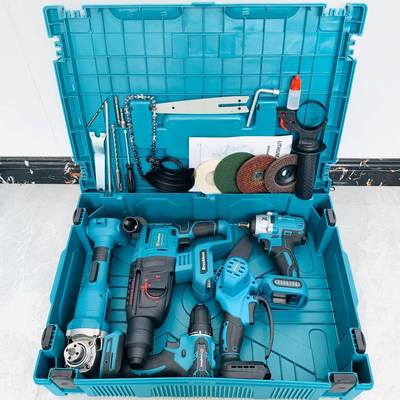 锂电无刷角工具强五件套电动扳手锂59500电钻磨机电劲锤电链锯动
