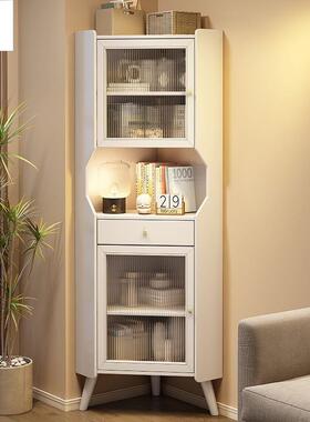 实三角柜形转角家用客厅拐角小型收纳柜落置74093物架木餐厅角小柜子