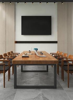 实木议型桌工作电脑桌洽台39329谈桌椅lof会t办公桌简约现代大长