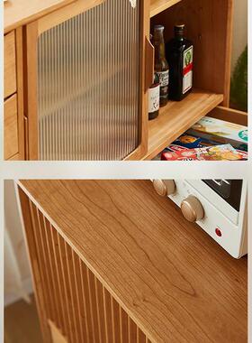 实木推拉门物边柜日式厨客厅复古收纳茶水柜餐75983房中古橱柜储矮柜